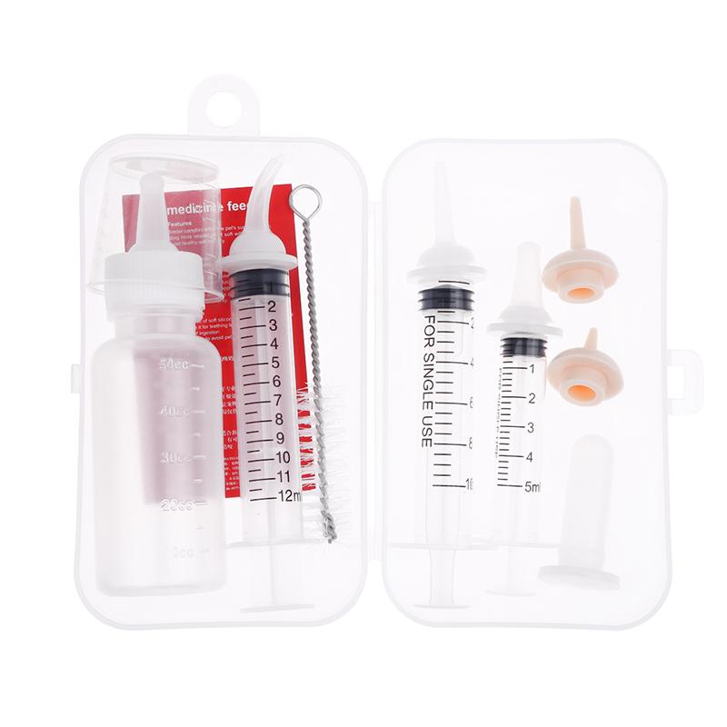 Newborn Pet Feeding Bottle Kit For Dog Cats Hamster Feeding Pacifier For Medicine Feeding With Silicone Nipple Pet Baby Supplies