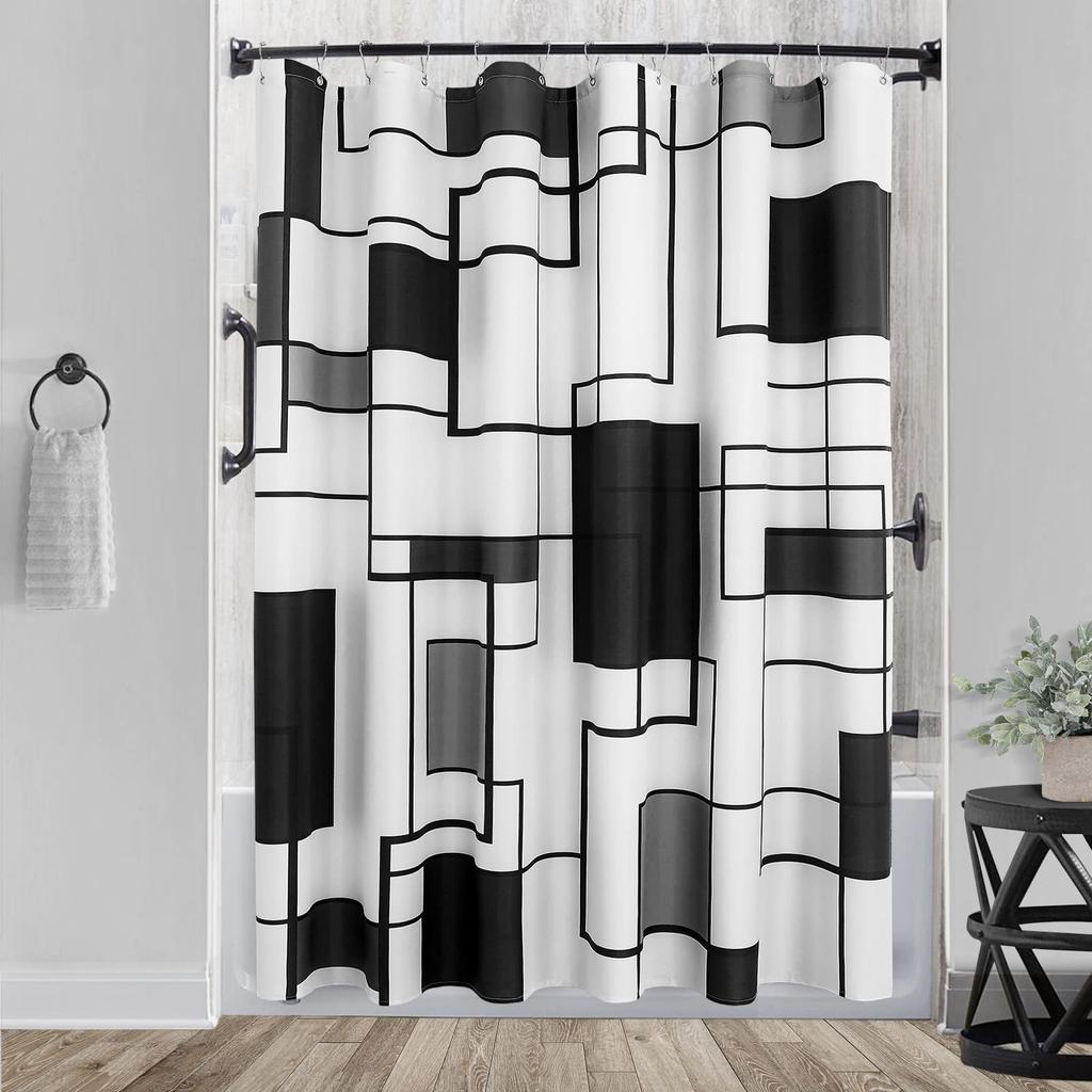 Современная геометрическая шторка для душа синяя водонепроницаемая полиэстеровая шторка для ванной комнаты с текстурой набор штор для ванной с крючками можно стирать в машине