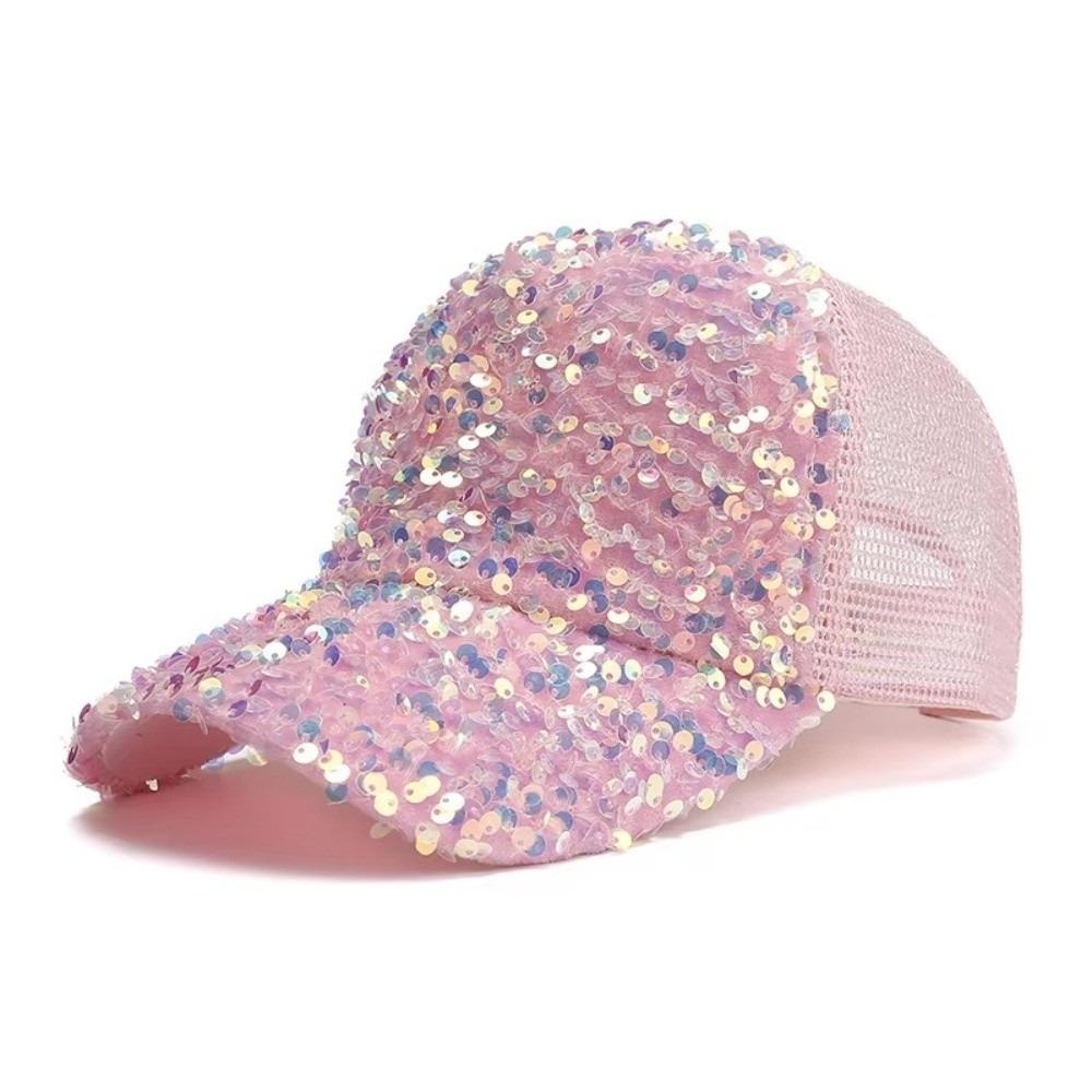 Breathable Women Sun Hat Casual Duck Tongue Caps Fashion Shiny Sequin Baseball Cap Summer