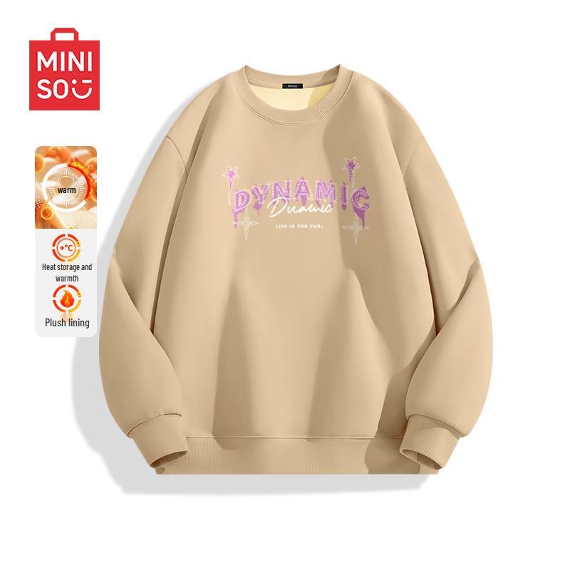 MINISO Мужской свитшот с круглым вырезом и принтом букв, тяжелый