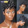 Hort Pixie Wigs for Black Women Short Black Curly Pixie Wigs Synthetic Hair Wigs for Black Women Natural Wavy Black