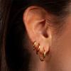 18K Gold Plated Stainless Steel Posts 3 Pairs Small Hoop Earrings Set Plain Huggie Hoop Pack Earscape for Women 16mm 14mm 12mm