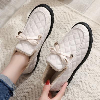 Модные женские зимние ботинки Ботинок Короткое голенище Меховые Черные Белые Ботильоны до щиколотки Низкие ботильоны Зима 2024 Кожаная и меховая обувь для женщин Массивные