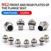 M12 Flange Mounting Sensor Connector Front/rear Panel Waterproof Male&female Plug Screw Threaded Coupling 4 5 8Pin Connectors