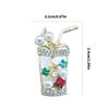 Creative Zircon Rhinestones Juice Beverage Cup Pin Brooch For Women Girls Trendy Clothing Casual Banquet Accessories