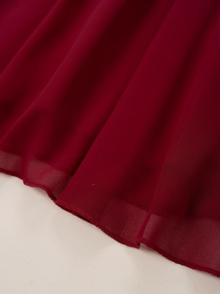 Flower Girls Dress Elegant Beaded Chiffon Party Summer Dress Ruched V Neck Sleeveless Dress for Bridesmaid Wedding