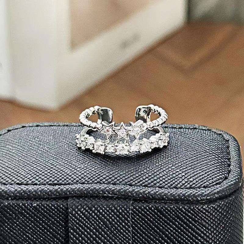 Новый продукт Модное кольцо-звезда с двойным слоем Zir*****Ручка Простой модный регулируемый набор колец для женщин