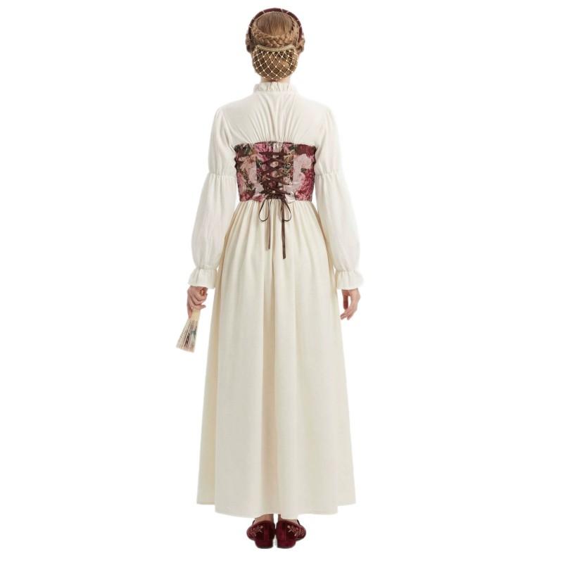 Medieval Vintage Long Dress Women European Court Style Stage Performance Costume S-XXL