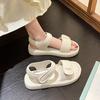 Stepping On Shit Sandals Girl 2025 New Summer Fairy Style Fashion Thick-soled Flat-soled Soft-soled Velcro Roman Shoes