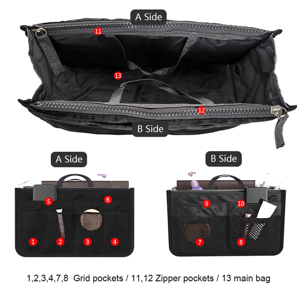 Дорожная сумка-органайзер для вкладышей женская нейлоновая сумка-органайзер для вкладышей, кошелек, многофункциональная большая вместимость, женская сумка-вкладыш, подкладка, косметичка