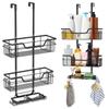 3 Tier Over The Door Shower Caddy Hanging Basket No Drilling Bathroom Shampoo Body Wash Organizer Shelf Towel Hooks Soap Holder