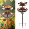 Металлическая ретро кормушка для птиц 2-в-1, садовая поилка и кормушка для птиц с пятизубым основанием, большая и маленькая чаша для декора сада, двора