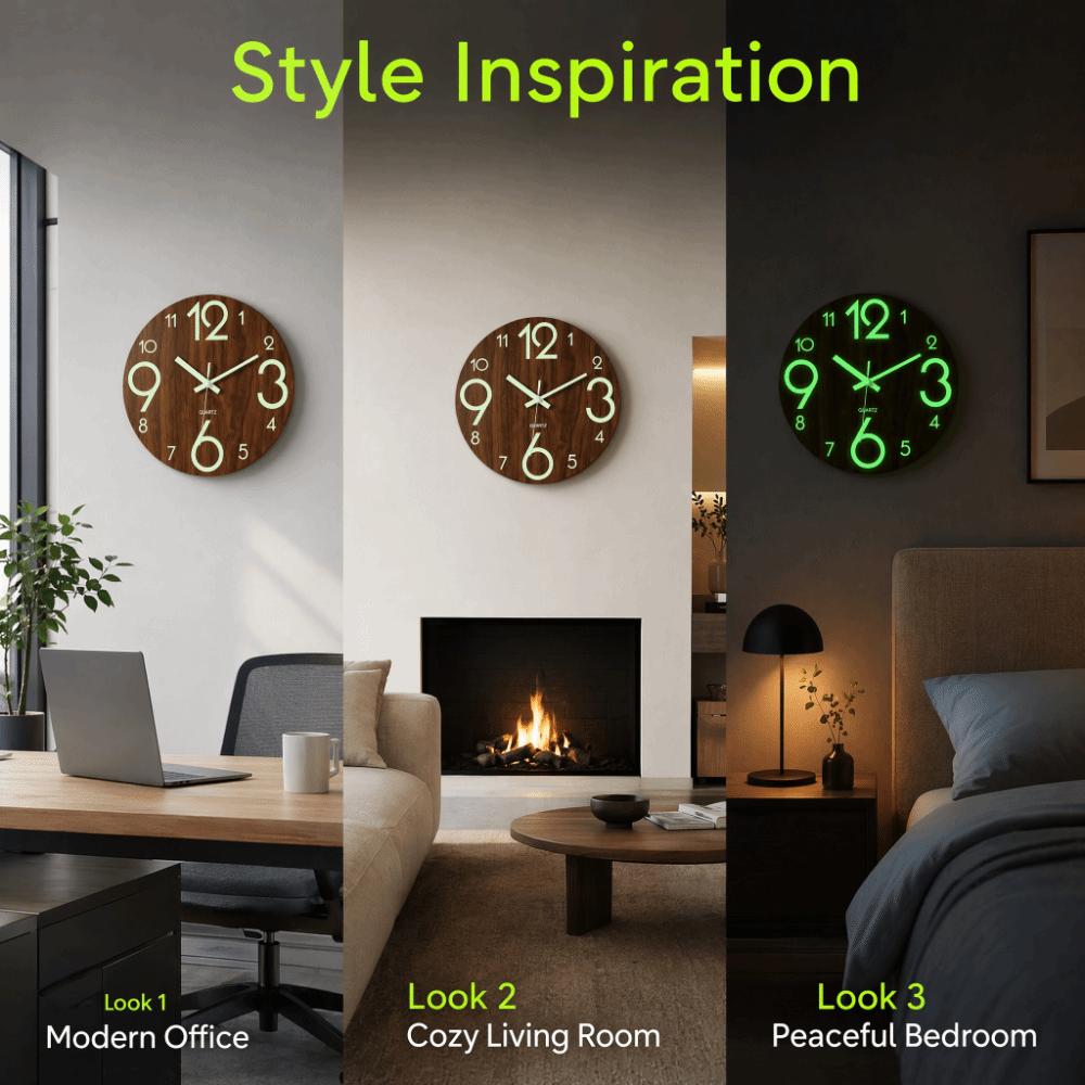Silent Luminous Wall Clock 8 Inch Quartz Wall Clock Minimalist 3D Wall Clock Office