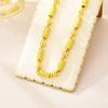 Men's Trendy Gold Fu Character Necklace: Chinese Vietnamese Style, Striped Tube Bead Chain, Long-Lasting Color.