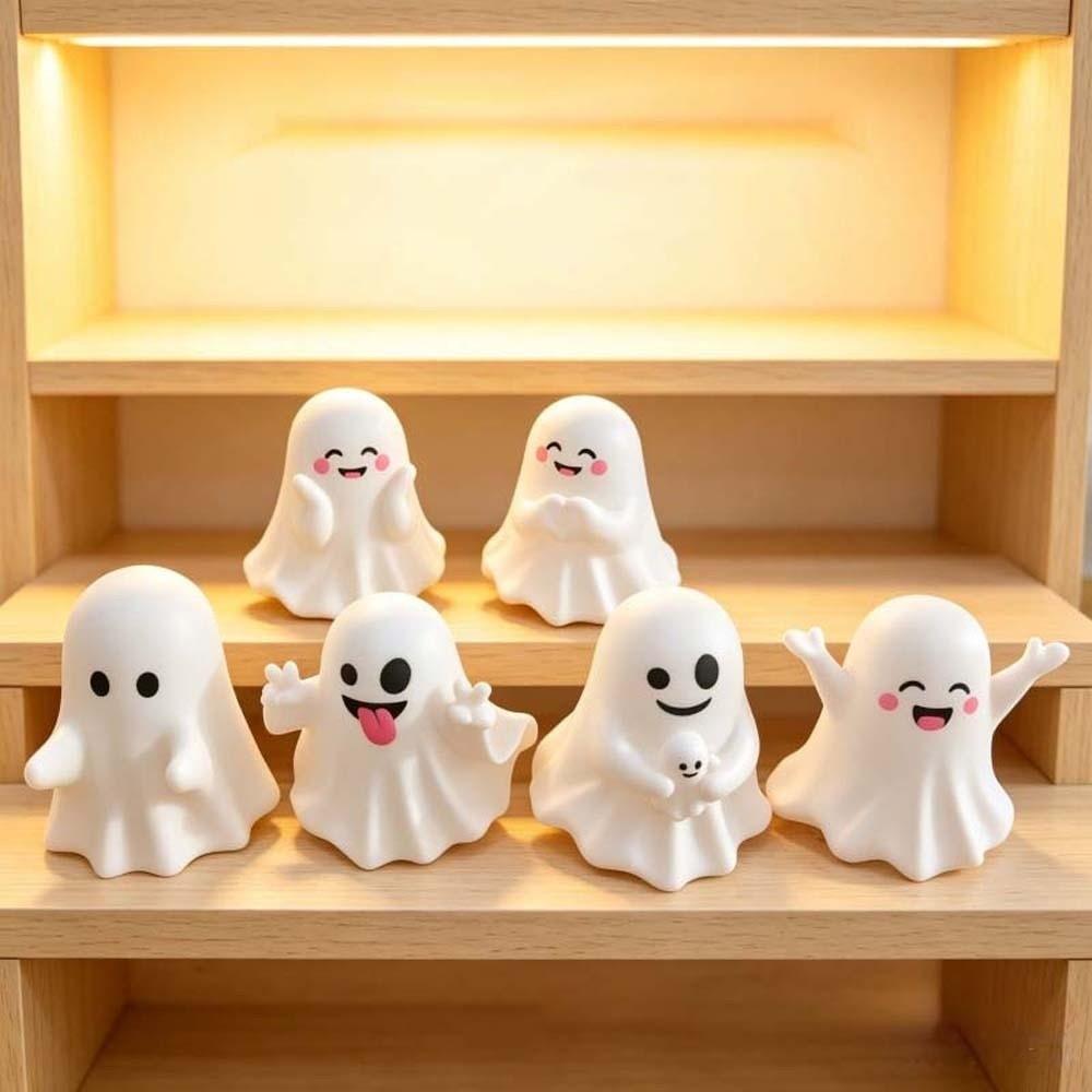 Mini Size Cute Ghost Figurine Cute Expressions Ghost Pen Holder Mini Desk Ornament Bedroom Decor
