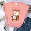 Каждый день это кошка Widay Coffee Happy Cats 3D принты футболки женские летние футболки Y2K хип-хоп топы с круглым вырезом мягкие повседневные короткие рукава летние