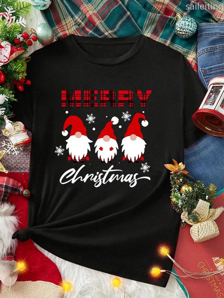 Casual Christmas Santa Claus TShirt for Harajuku Short Sleeve Casual Womens Tshirt Clothing Street Tops Tees Aesthetic Clothes
