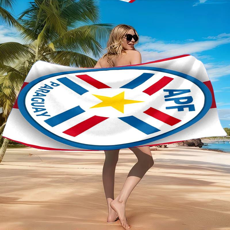 Paraguay Football Federation Emblem Beach Towel, Quick-drying, Easy to Care for, Suitable for Both Fitness and Beach Vacations,Sports Essential