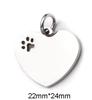 Customized Mirror Polished Hollow Paw Heart Tags Stainless Steel Pendants For DIY Personalized ID/Name/Logo/Text Jewelry