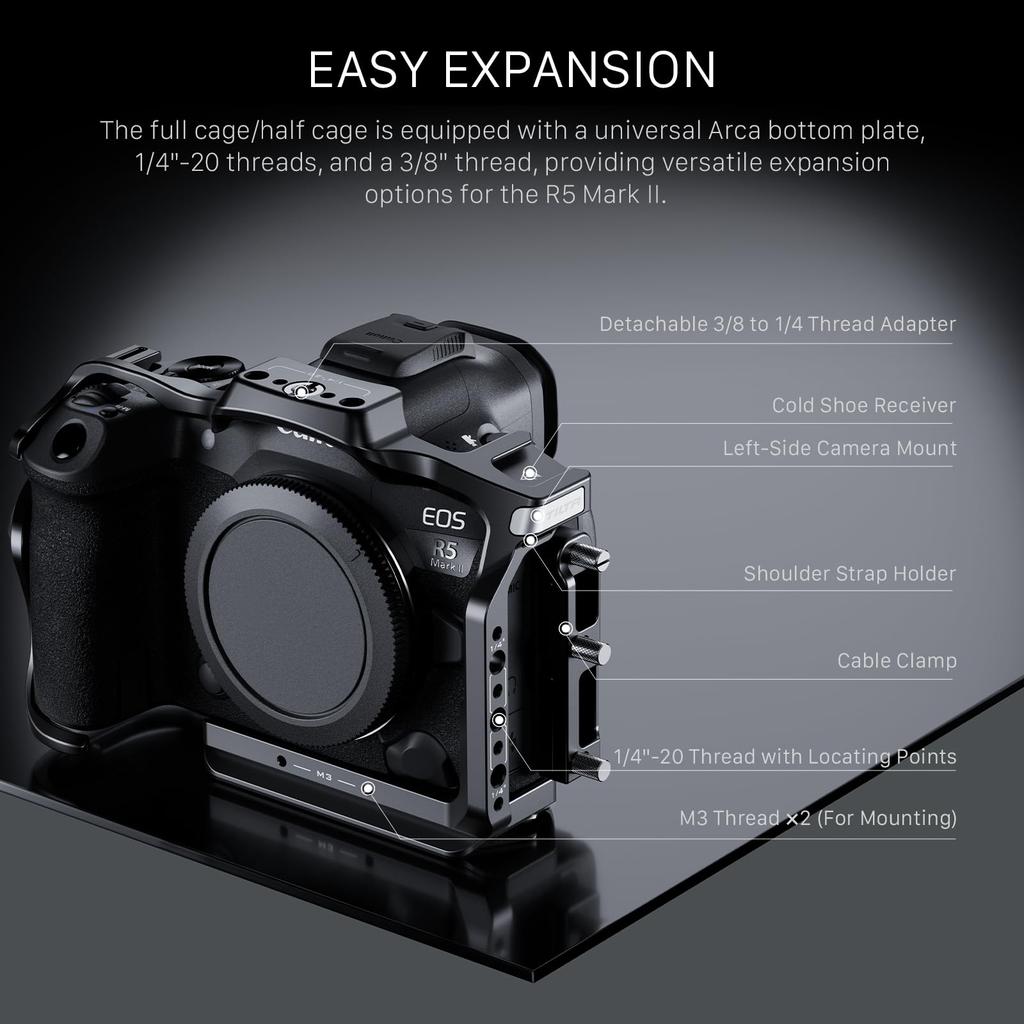 Клетка для камеры TILTA R5 Mark II для легкого комплекта с компактной верхней ручкой NATO для клетки для камеры Canon R5 Mark II Canon, TA-T68-BB