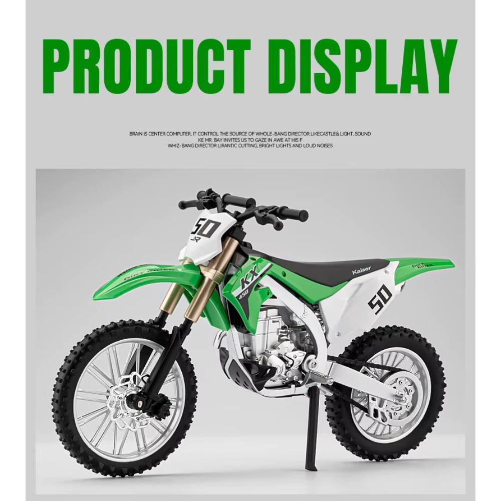 1/12 Scale Kawasaki KX450 Alloy Sports Motorcycle Model Diecast Metal Road Mountain Off-road Motorcycle Model Simulation Kids Toy Gift