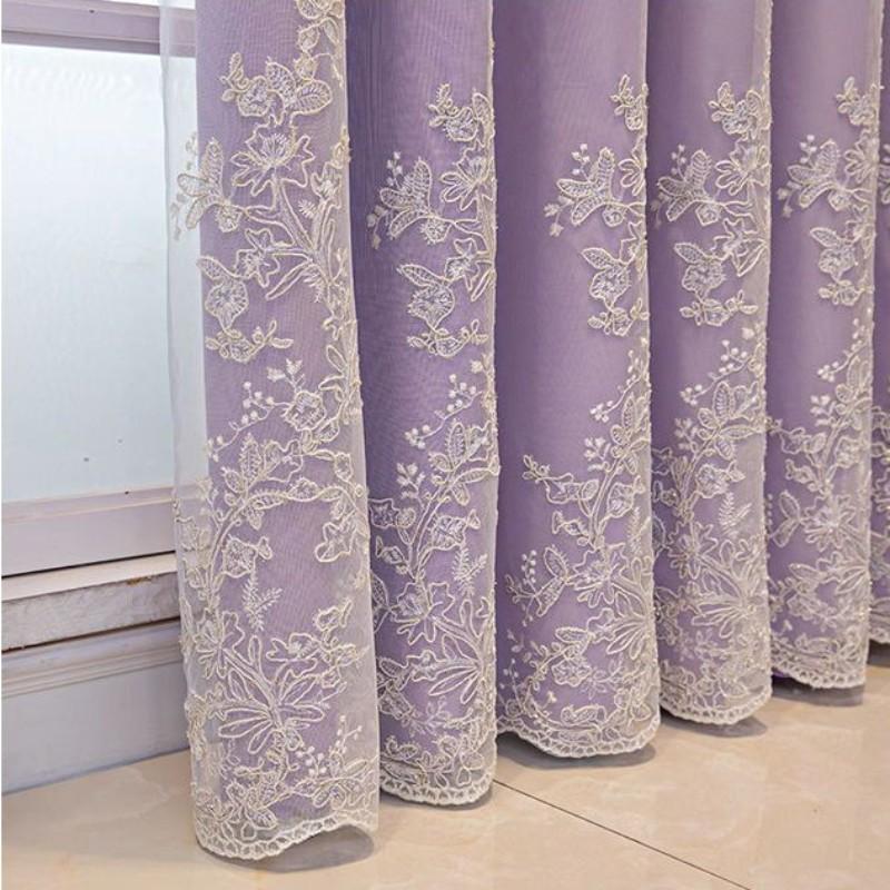 Современный пасторальный стиль, двойная интегрированная кружевная вышитая марлевая занавеска, затеняющая теплоизоляционная занавеска