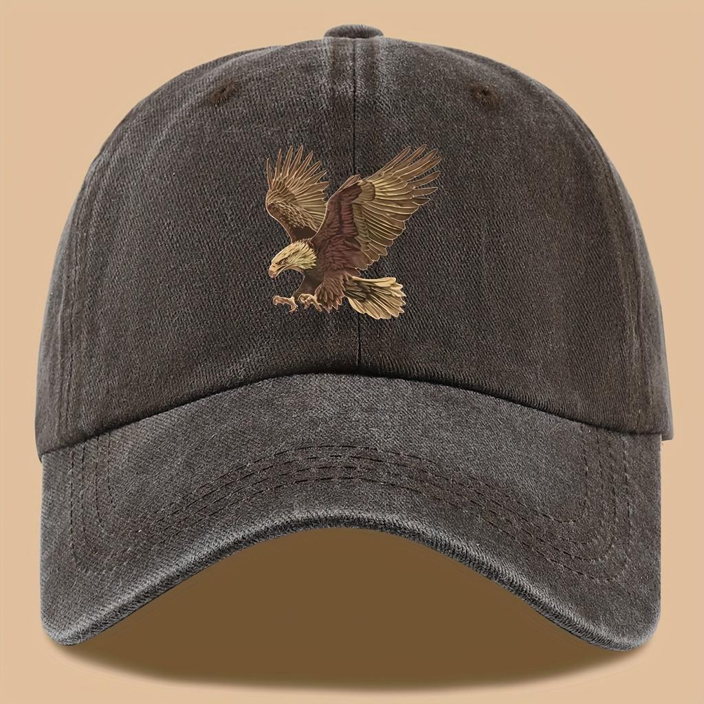 Eagle print baseball cap, adjustable for both men and women, suitable for hiking, fishing, and vacation exploration