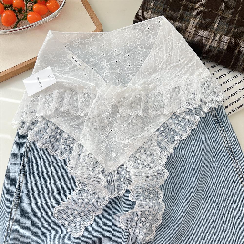Retro Lace Silk Scarf, Headscarf, Foreign Style Mix And Match, Stacked Triangle Scarf, Skirt, Fart Curtain, Woman