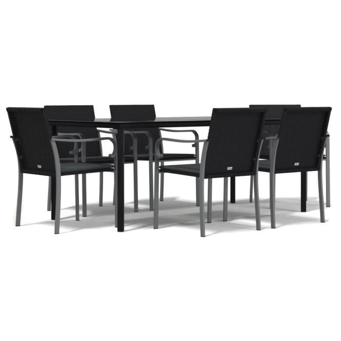 VidaXL 7-piece Garden Dining Set Cushions Braided Resin Steel 3186967