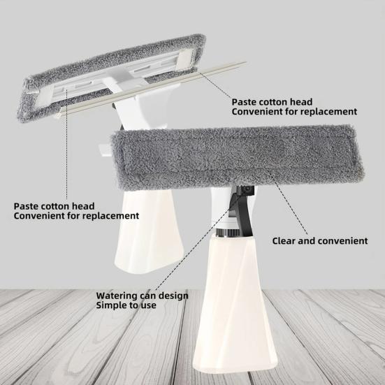 Glass Wiper Color Block Design 3-in-1 Spraying Cleaning Wiping Tool Ergonomic Handle Spray Window Cleaner