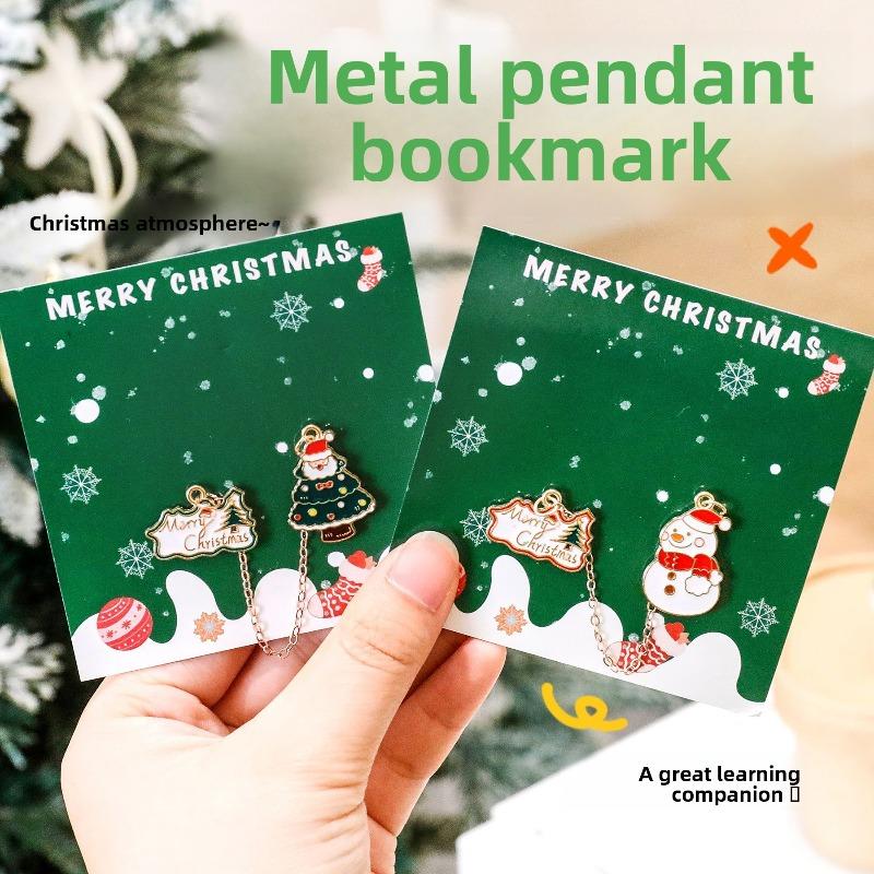 Christmas Metal Pendants, Bookmarks, Cute Christmas Pendants for Students, Book Holders, Christmas Stationery Small Gifts