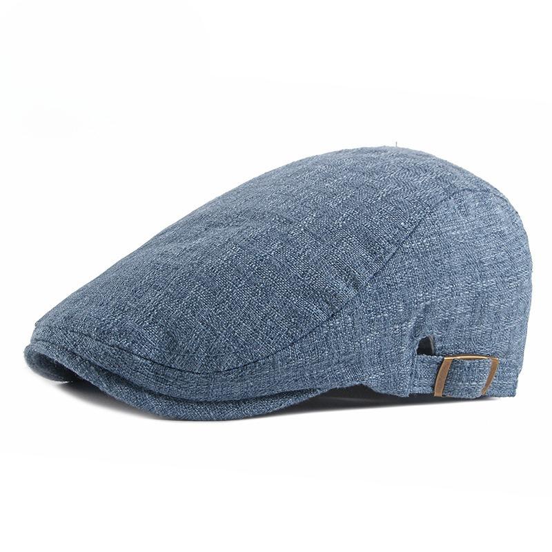 Vintage Cotton Linen Beret Hat Men Women British Retro Flat Cap Breathable Summer Duckbill Cap Simple Newsboy Hat Unisex