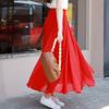 Black Chiffon Midi Skirt Long Summer Candy Color Flowy Elegant Women Skirt