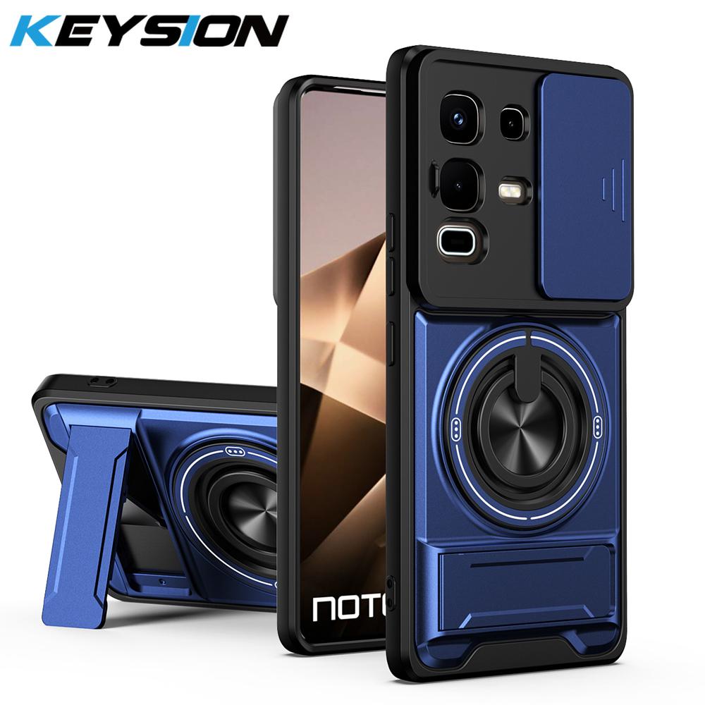 KEYSION Магнитный чехол для телефона Infinix Note 50 4G 50 Pro+ 50S 50X 5G Защита камеры со сдвижной крышкой Вертикальная подставка Ударопрочный чехол