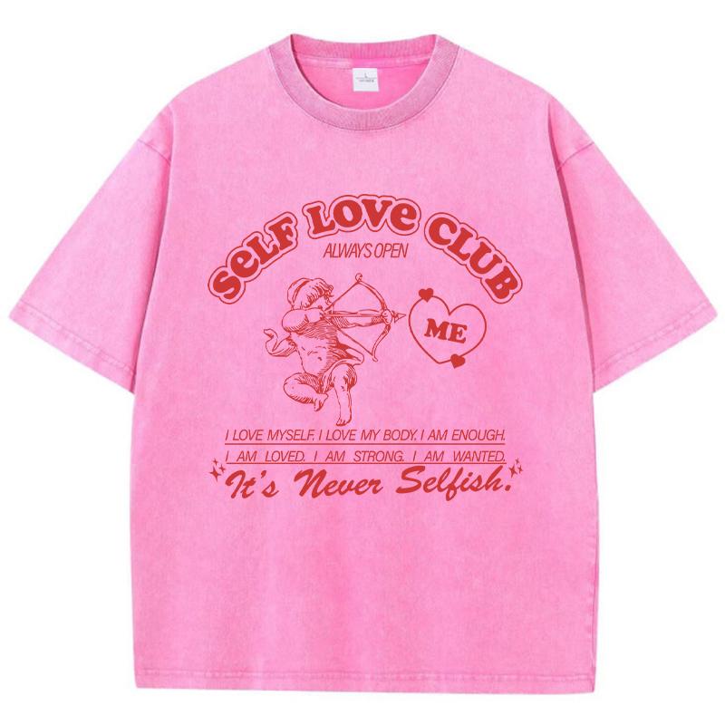 Футболка уличная женская хлопковая стираная Self Love Club Always Open с принтом стрелы Купидона, модная свободная футболка, женская одежда