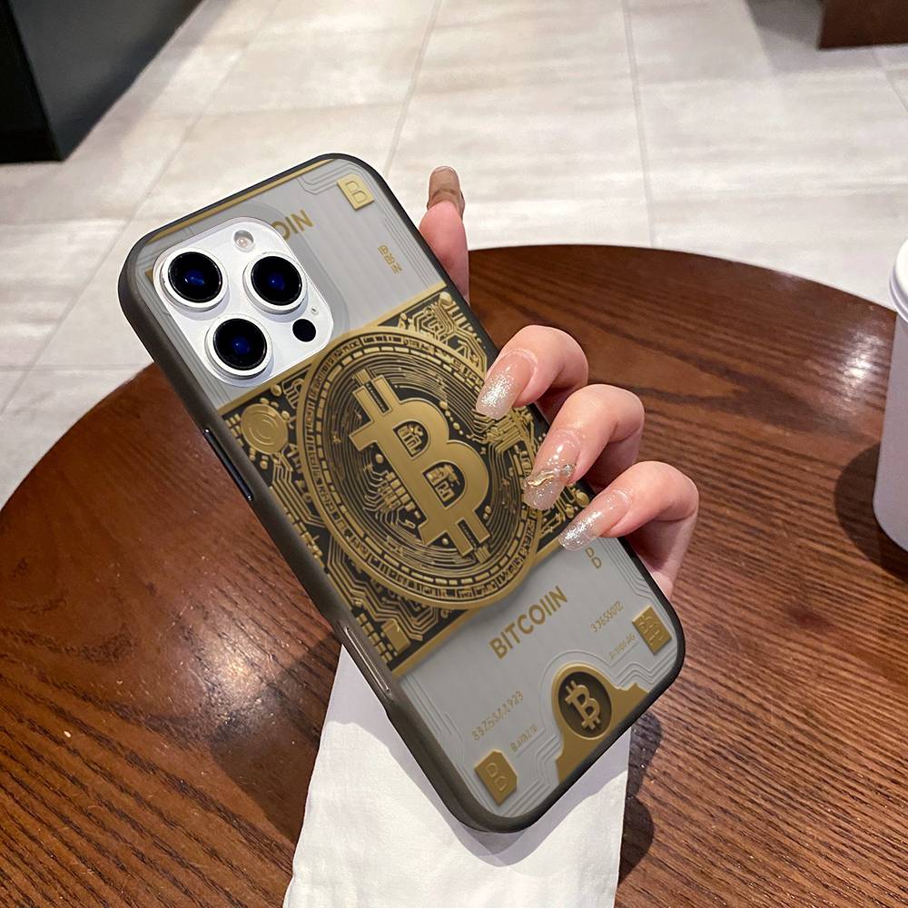 Ретро-логотип Bitcoin для iPhone 15 16 17 14 13 12 11 Pro Max 16E 16 Plus 17 Air Гофрированный Ударопрочный Чехол для Телефона