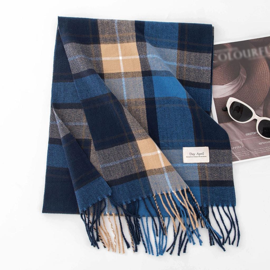 Imitation Cashmere Plaid Scarf Women's Winter High End Fashion Simple Scarf Mid Length Warm Shawl