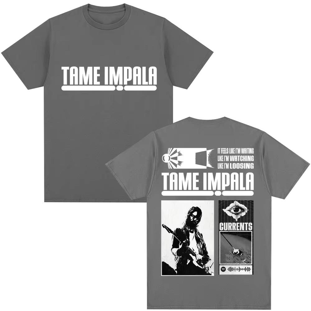 Rock Band Tame Impala Currents Album T Shirts Unisex WoUnisex Harajuku Vintage Tshirts Casual Male Hip Hop Oversized Cotton T Shirts