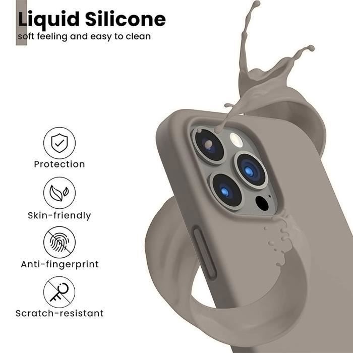 Coque de protection - BOOLING - pour iPhone 16 Pro - Silicone Liquide Doux - 2 Verres Trempés - Anti-Rayures