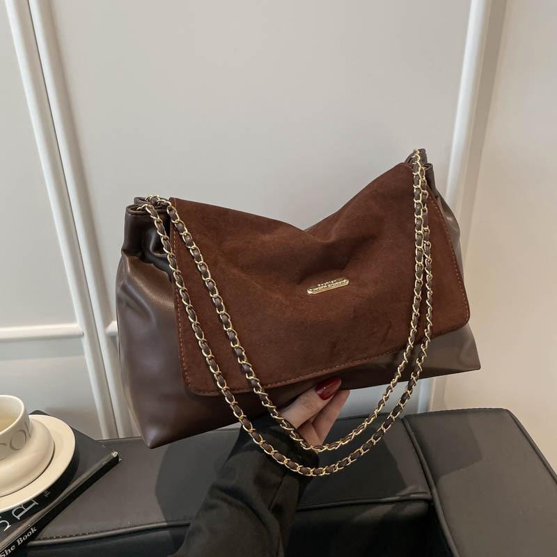 Fashion Chain Bag Autumn and Winter New Casual Armpit Bag Commuter Tote Bag Women's Splicing Shoulder Bag Tide