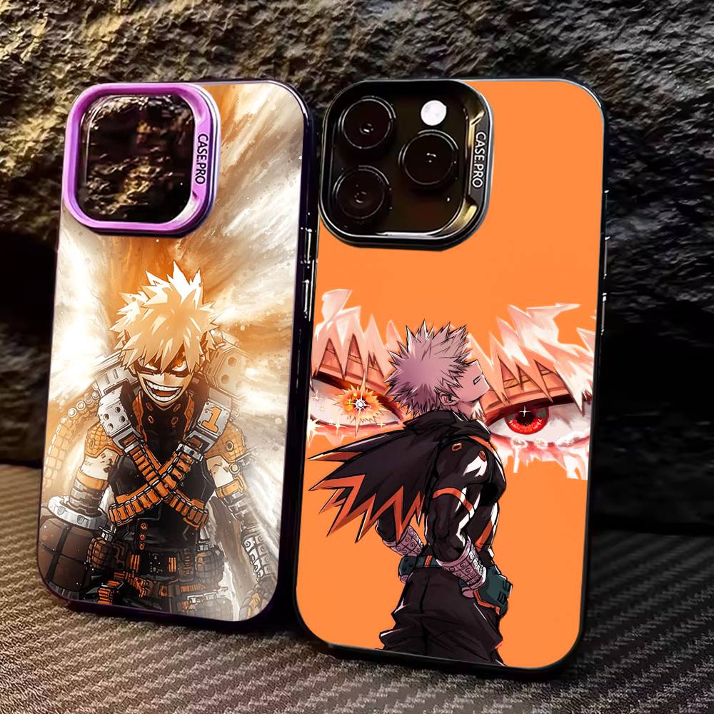bakugo A-Anime K-Katsuki Phone Case For iPhone 17,16,15,14,13,12,11 Plus,Pro Max,Colored Silver Phone Case