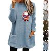 2023 Autumn Winter Loose Fit Santa Print Fleece Sweatshirt with Pockets