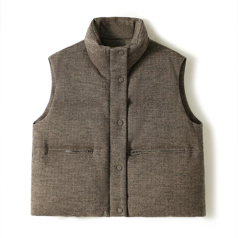White goose down silhouette stand-up collar vest down jacket autumn goose down jacket