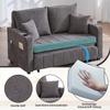 Multifunctional Fabric Sofa, Pull-Out Folding Sofa, With Storage Pockets On Armrests, USB Charging Function And Drink Holders (Grey Chenille Fabric)