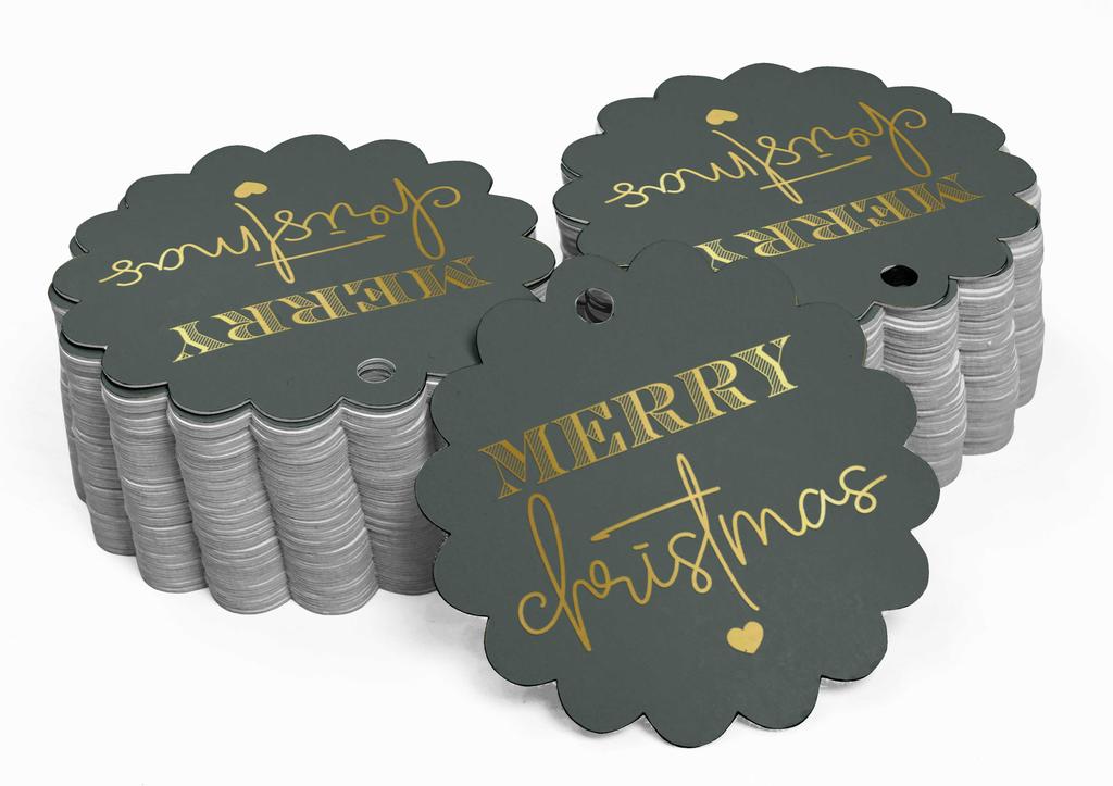 Inkdotpot Real Gold Foil Merry Christmas Tags Favor Hang Paper Tags 100
