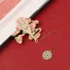 Chinese Style Student Gift Retro Metal Tassel Pagination Mark Painted Brass Bookmark Book Clip