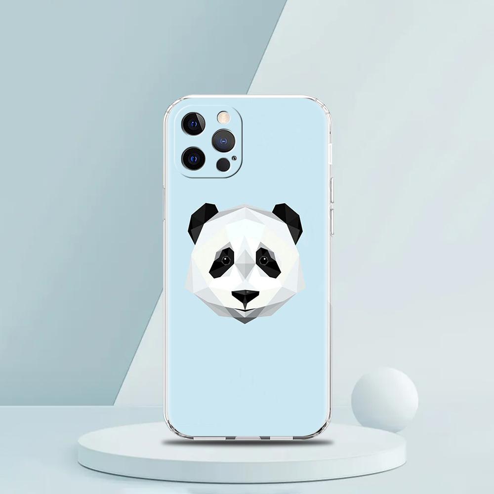 Cute Animal Panda Phone Case for iPhone 16 15 14 13 12 Pro Max Transparent Soft for iPhone 11 Pro Max 7 8 Plus XS XR Shell