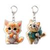 Automobile Pendant 2D Cat Car Rearview Mirror Hanging Ornament Acrylic Cat Charm Keyring Auto Backpack Keychain