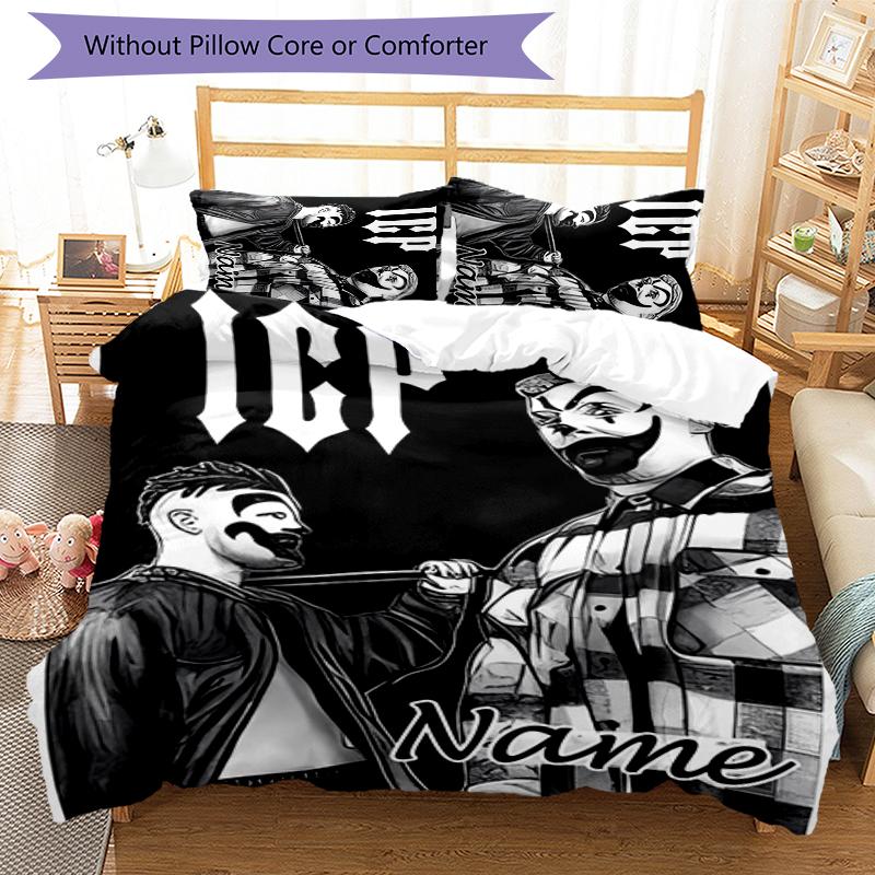 3pcs Custom Name Cartoon Insane Clown Posse Bedding Set Duvet Cover Closure Includes 1 Duvet Cover & 2 Pillowcases for All Seasons Bedroom Decor