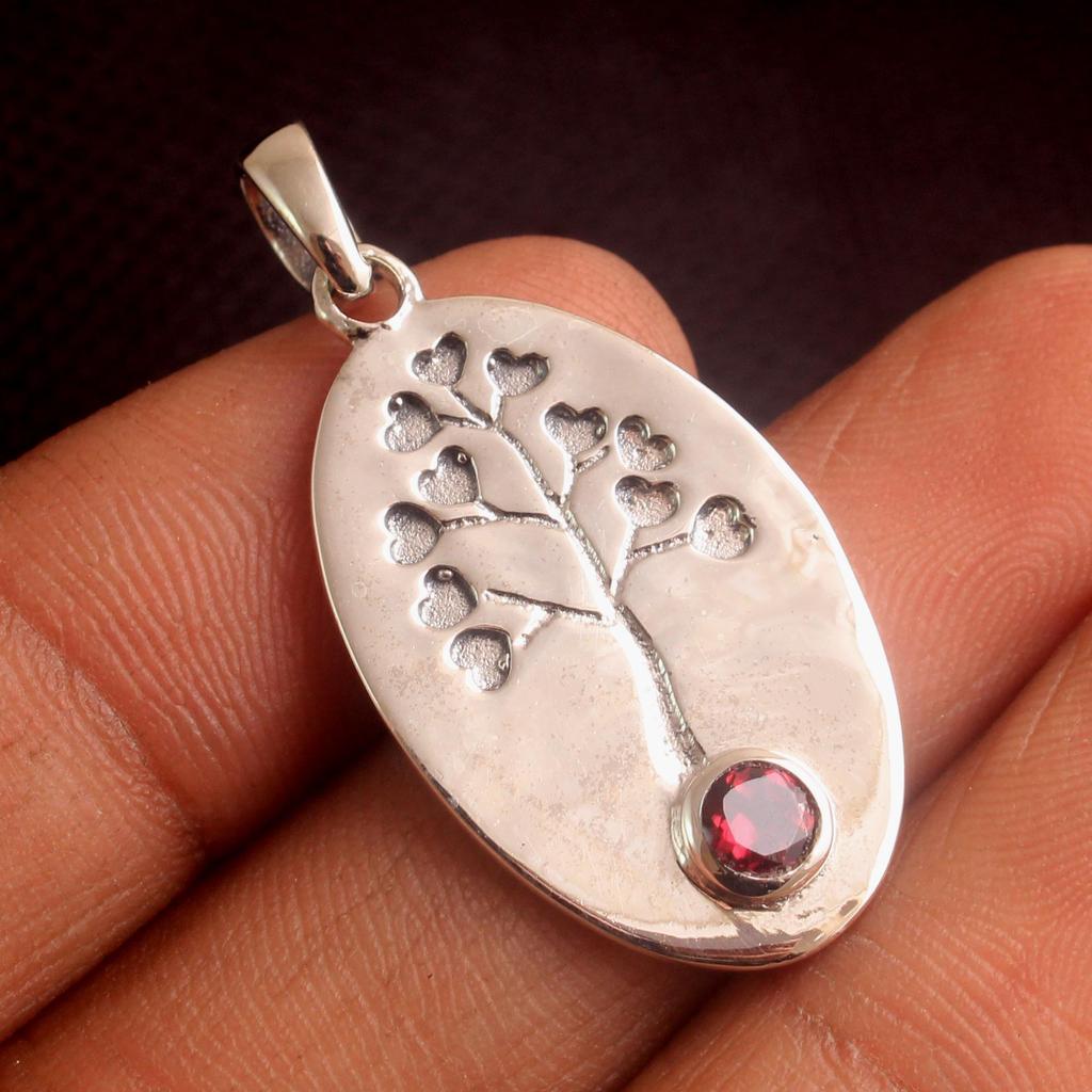 Синий топаз Перидот Аметист Гранат Серебряный подвесной кулон из стерлингового серебра 925 пробы Ювелирные изделия «Древо жизни»